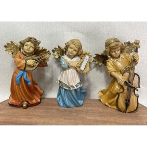 Vtg Angel Figurine Italy Set Of 4 Playing Musical Instruments 6 Inch